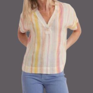 Marine Layer Bali Tunic Striped Short Sleeve Top Multicolor Small